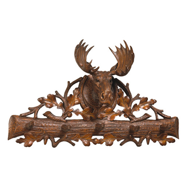 Maple Rustic Moose Head Wall Hooks