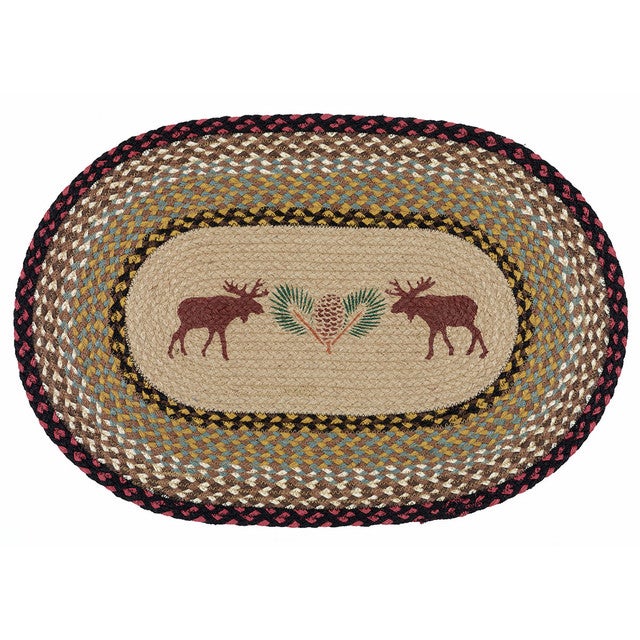 Moose & Pinecone Braided Rug - 20 x 30