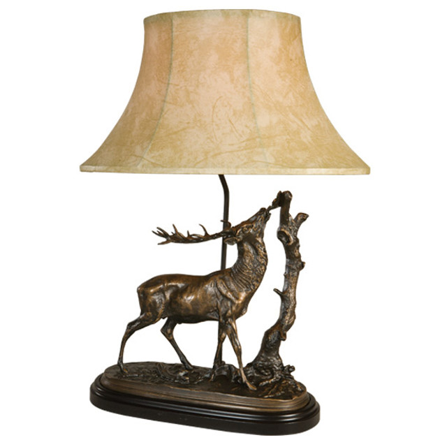 Nibbling Elk Table Lamp with Faux Leather Shade