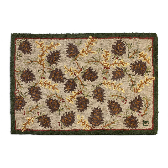 Northwoods Cones Hooked Wool Rug - OUT OF STOCK UNTIL 10/06/2025