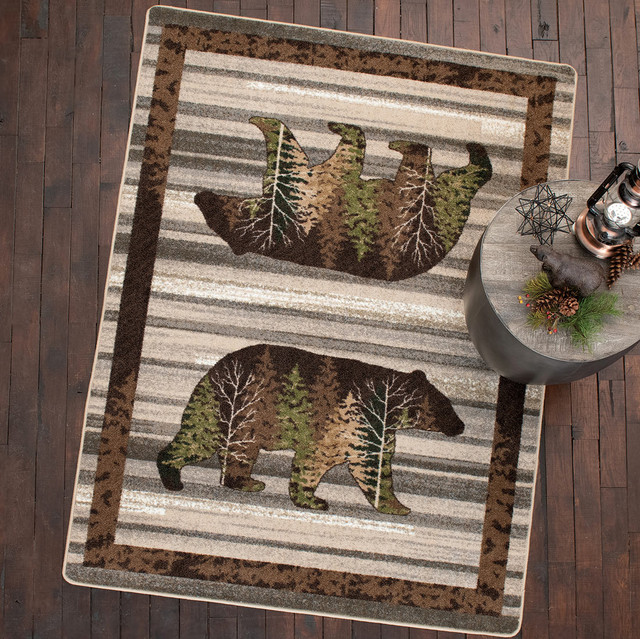 Peaceful Pines Bear Natural Rug - 3 x 4