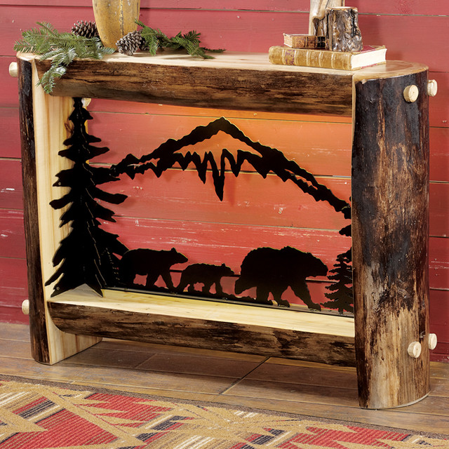 Aspen Log Bear Family Table
