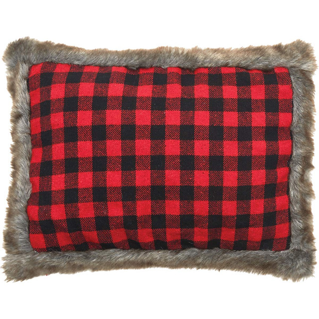 Red Buffalo Check Pillow with Faux Fur