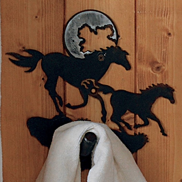 Running Horses Burnished Robe Hook