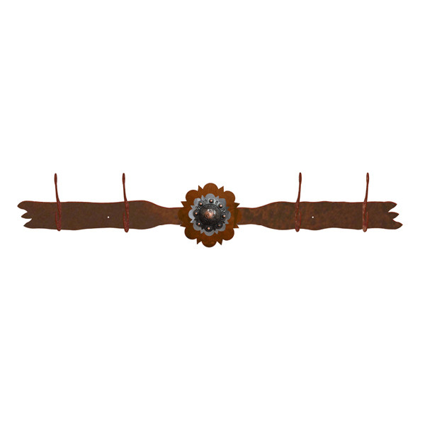 Round Copper Berry Concho 4 Hook Coat Rack