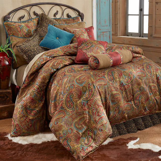 San Angelo Comforter Set with Leopard Bedskirt - Twin