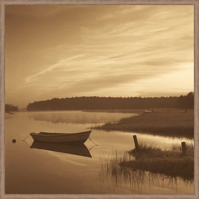 Sepia Morning Lake Canvas Art