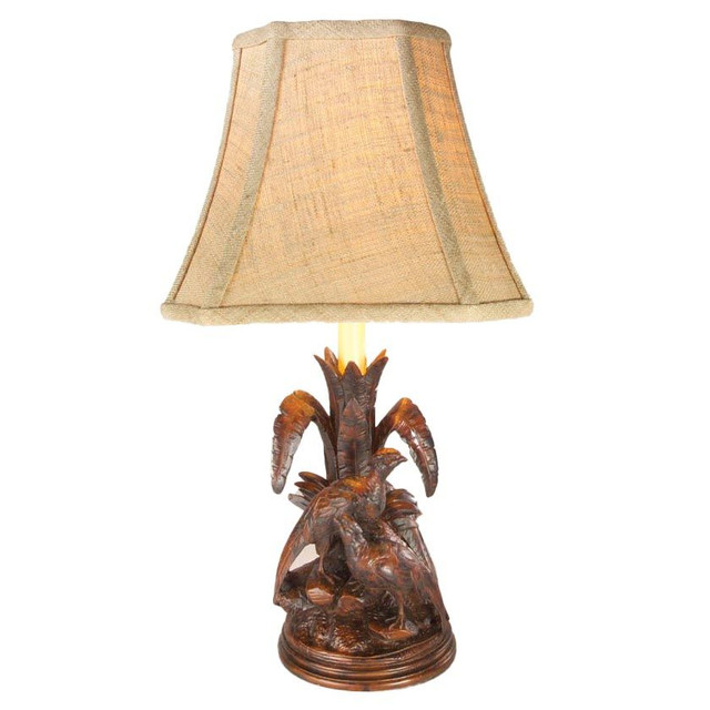 Small Pheasant Burlwood Lamp