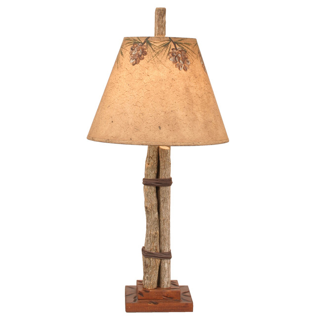 Stick Gathering Accent Lamp with Pine Cone Canopy Shade