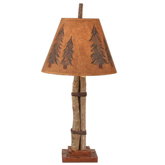 Stick Gathering Accent Lamp with Pine Tree Shade