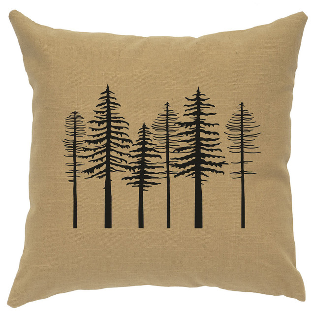 Trees Linen Pillow - Straw