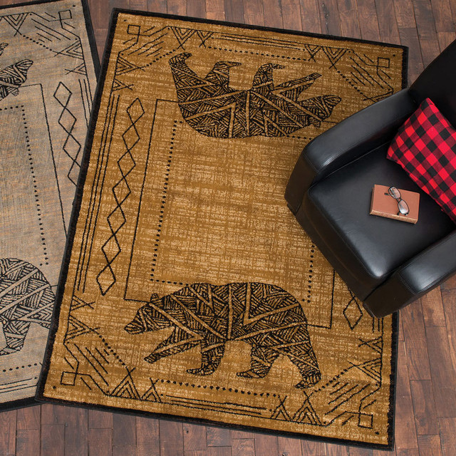 Tribal Bear Crossing Gold Rug - 2 x 7