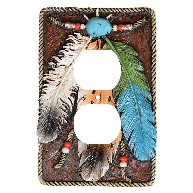 Turquoise Feather Outlet Cover - SALE