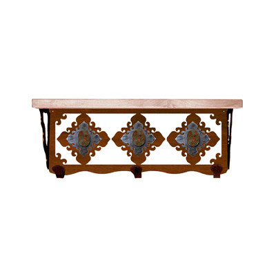 Unakite Stone 20 Inch Pine Hook Shelf