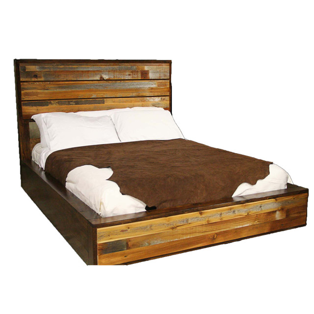 Rustic Barnwood Platform Bed - Queen