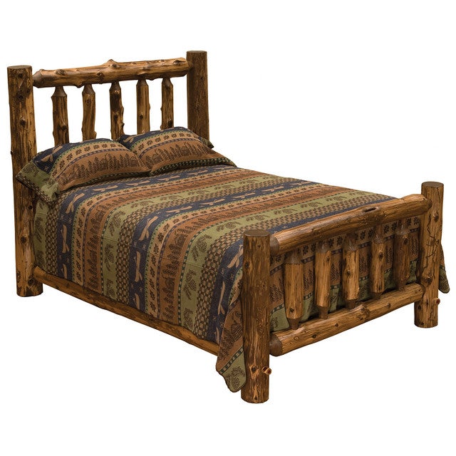 Vintage Cedar Log Complete Bed - Twin