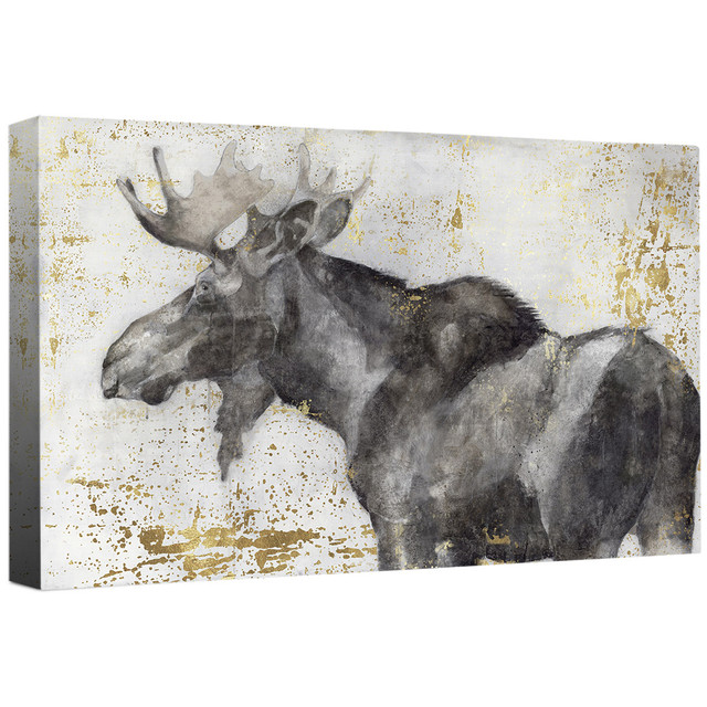 Watercolor Mighty Moose Canvas Wall Art