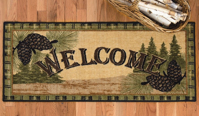 Welcome to the Forest Pinecone Bath Rug