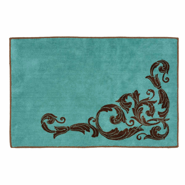 Western Scroll Turquoise Bath Rug- SALE