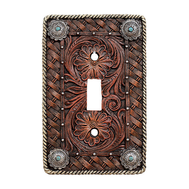 Western Tooled Leather Single Switch Plate