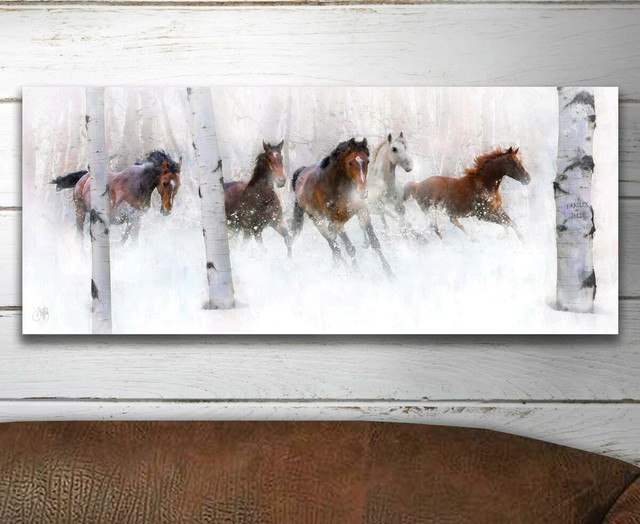 Wild Winter Horses Personalized Block Mount