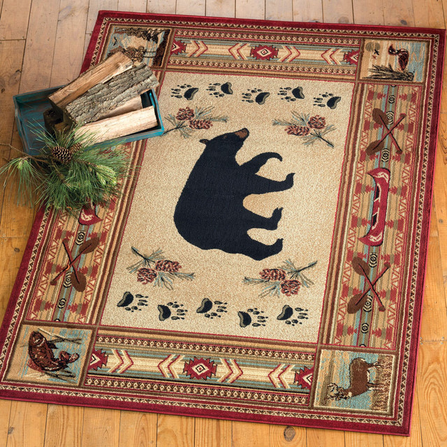 Wooded River Bear Rug - 2 x 3