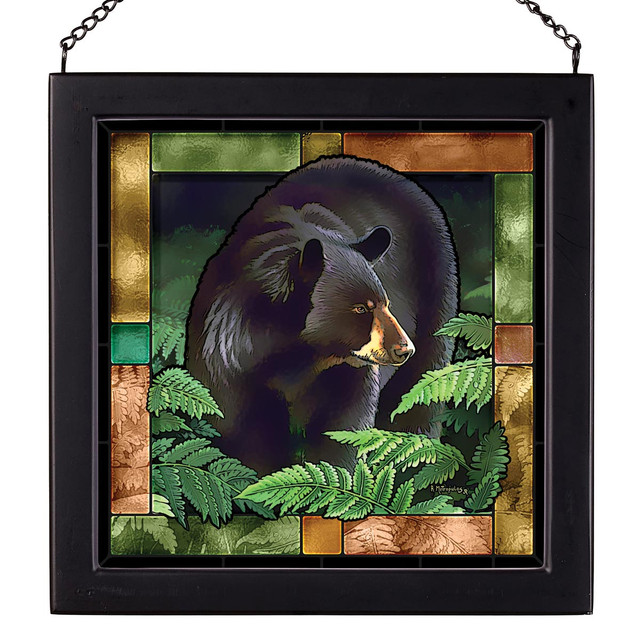 Woodland Black Bear Stained Glass Art