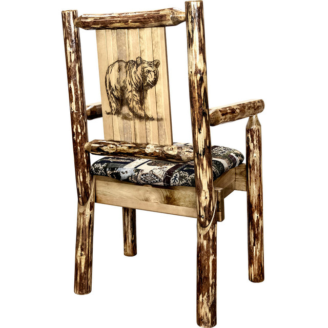 Woodsman Woodland Upholstery Captain's Chair with Laser-Engraved Bear Design