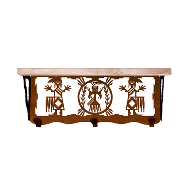 Yei 20 Inch Pine Hook Shelf