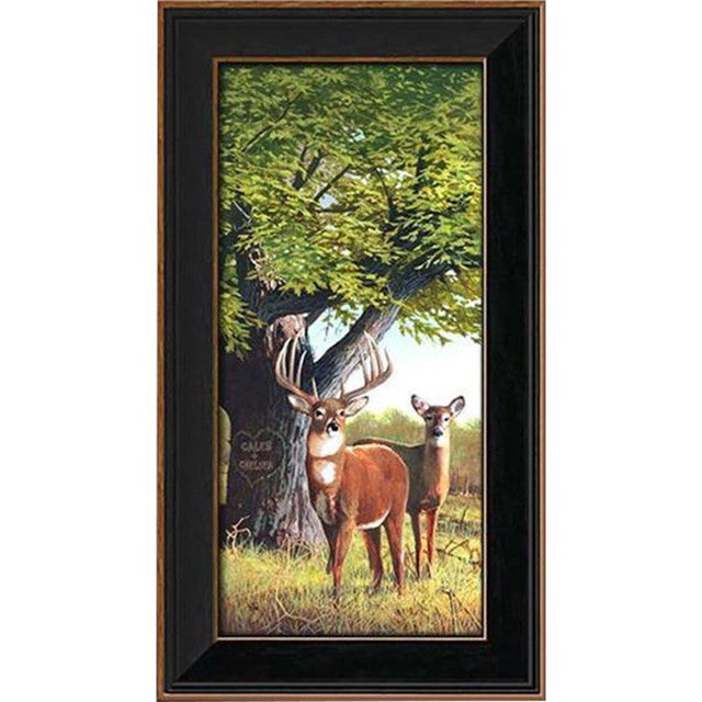 Whitetail Couple Personalized Framed Canvas - 10 x 18