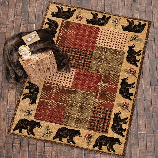 Bear & Pinecone Border Rug - 2 x 3