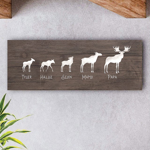 Personalized Moose Family Block Mount - 18 x 7