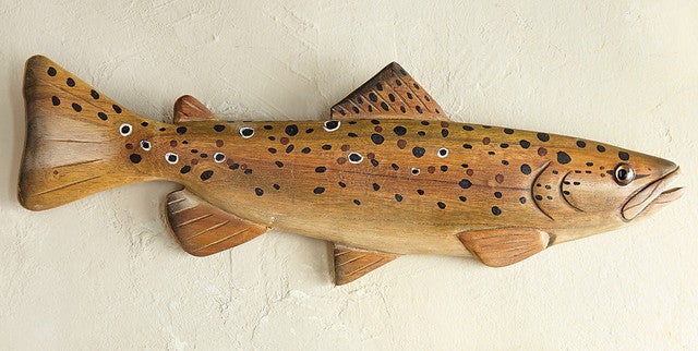 Brown River Trout Hand Carved Wall Hanging