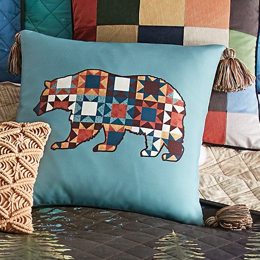 Patchwork Bear Accent Pillow