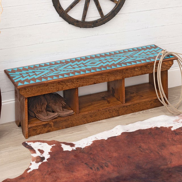 Sky Arrows Turquoise & Natural Bench