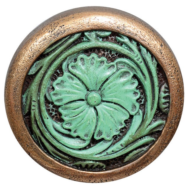 Tooled Turquoise Leather Cabinet Knob