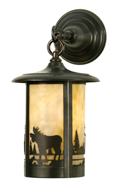 8 Inch Moose In The Woods Lantern Wall Sconce