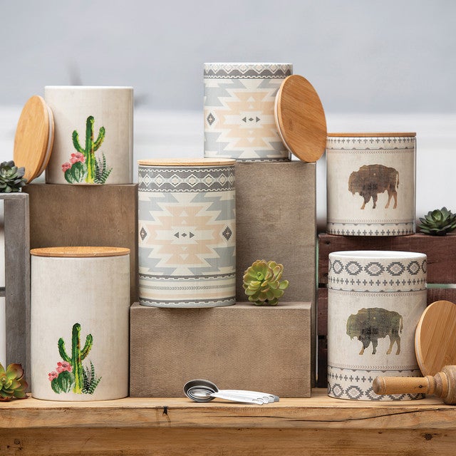 Buffalo Spirit Ceramic Canisters - Set of 2