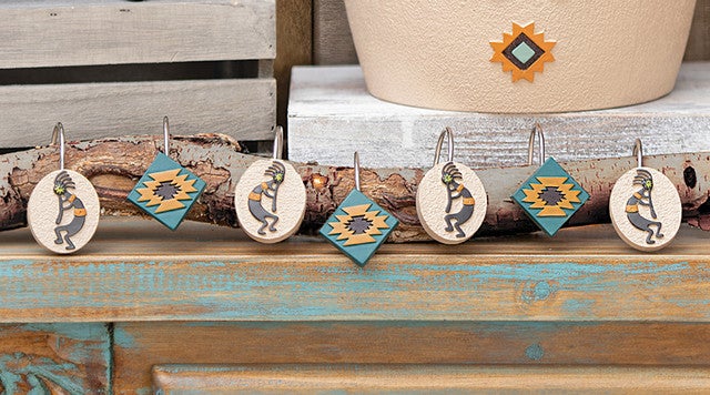 Southwest Kokopelli Shower Curtain Hooks - Set of 12 - SALE