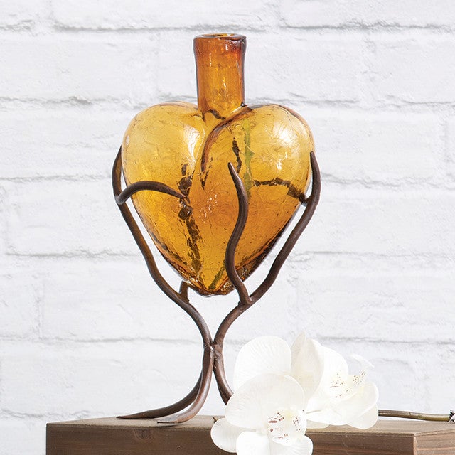 Tangled Vines Glass Heart Sculpture - Small
