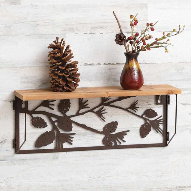 Pinecone Forest Metal & Wood Shelf - SALE