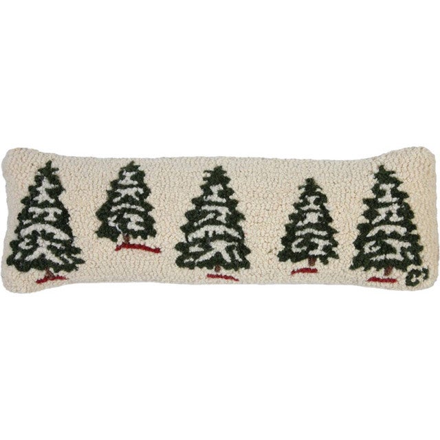 Snowy Pines Hooked Wool Pillow