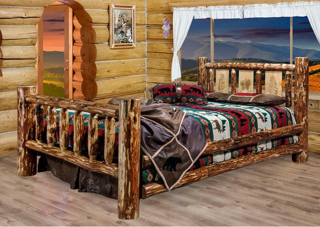 Cascade Bed with Laser Engraved Pine Tree Design - Twin