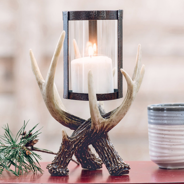 Antler Hurricane Candle Holder- SALE