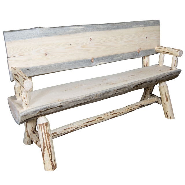 Asheville Half Log Bench - 4 Foot