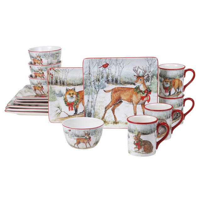 Festive Woods Dinnerware Set - 16 pcs - OVERSTOCK