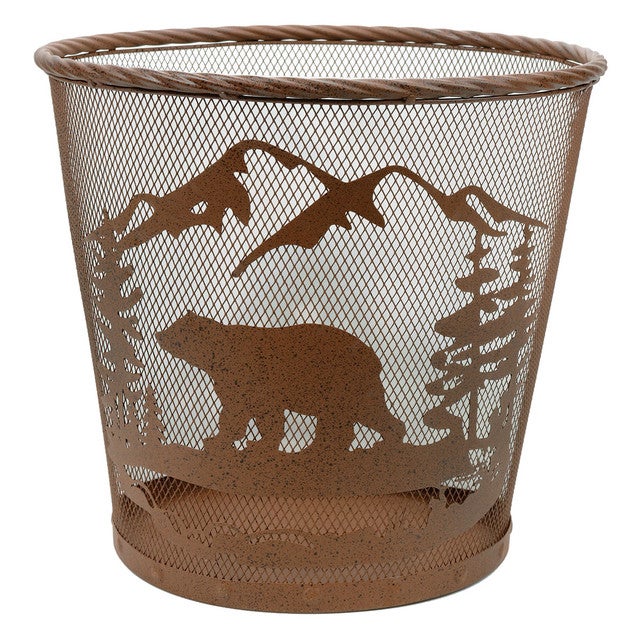 Bear Valley Metal Art Waste Basket - SALE