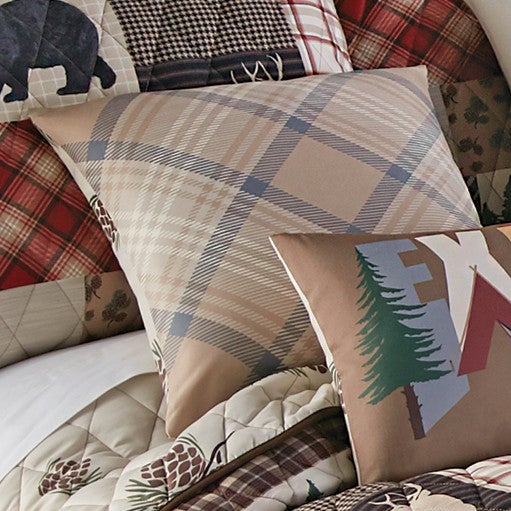 Pinecone & Plaid Reversible Pillow
