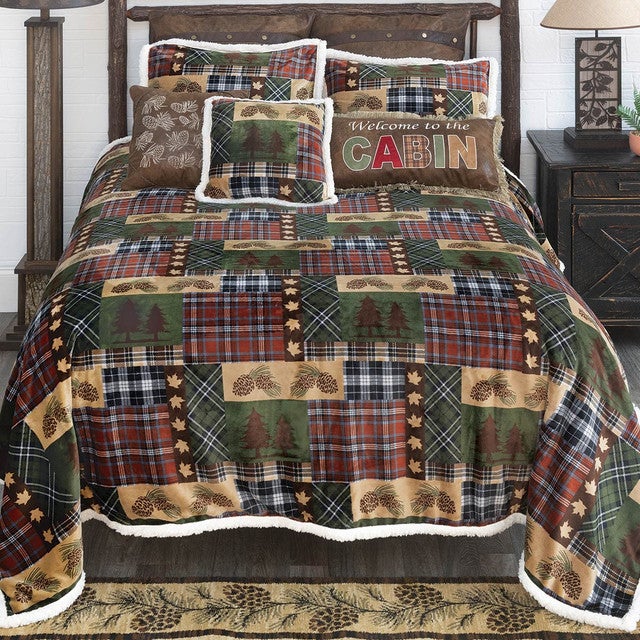 Pinecone Woodland Plush Sherpa Bed Set - Twin
