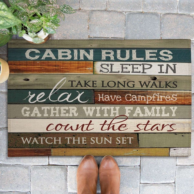 Cabin Rules Outdoor Rugs